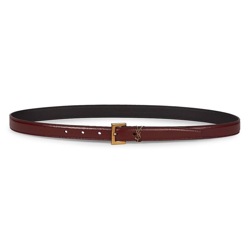 Saint Laurent Cassandre Thin Belt With Square Buckle In Shiny Leather - Picture 3 of 13